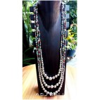 triple strands beads mix color necklaces balls accessories